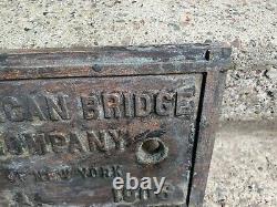 Antique American Bridge Co New York Cast Iron Plaque 1906 Extremely Rare HTF