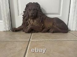 Antique cast iron english Heavy Lion Plaque From New York Building