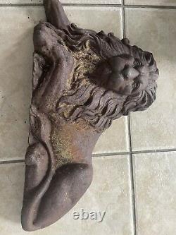 Antique cast iron english Heavy Lion Plaque From New York Building