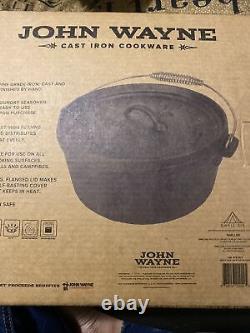 Authentic JOHN WAYNE Cast Iron Cookware Seasoned 4Qt Dutch Oven New In Box RARE