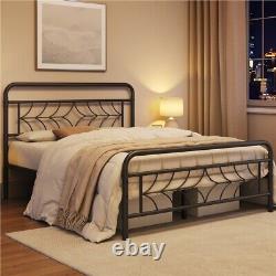 Bed Frame Metal Platform Bed with Sparkling Star-Inspired Design Headboard/Storage