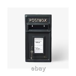 Black Post Box with Lock Durable Cast Iron Mailbox Optional Wall/Pole Mount