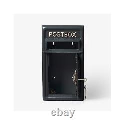 Black Post Box with Lock Durable Cast Iron Mailbox Optional Wall/Pole Mount
