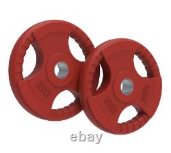 Body Revolution Tri Grip Weight Plates Olympic Rubber Coated Cast Iron 2 50mm