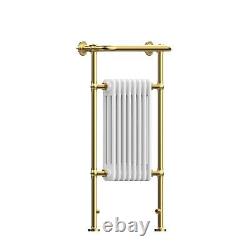 Brass and White Traditional Heated Towel Rail Radiator 952 x 659mm BeBa 28291