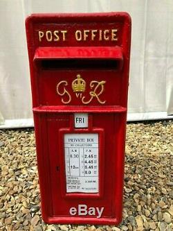 British Post Box Royal Mail Pillar Cast Iron Post Office GR Red