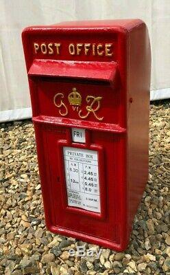 British Post Box Royal Mail Pillar Cast Iron Post Office GR Red