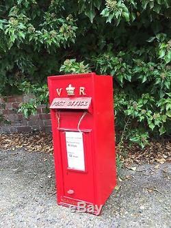 British VR Post Box Royal Mail Pillar Cast Iron Post Office Red