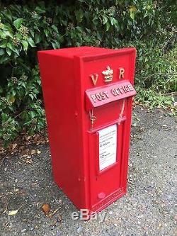 British VR Post Box Royal Mail Pillar Cast Iron Post Office Red