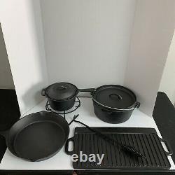 Bruntmor Cast Iron Cookware Set With Carrying Storage Box Pre-Seasoned NEW