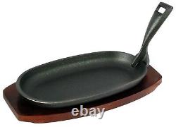 Buckingham Pre-Seasoned Cast Iron Sizzler Serving Dish Steak Platter with tray