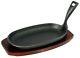 Buckingham Pre-Seasoned Cast Iron Sizzler Serving Dish Steak Platter with tray