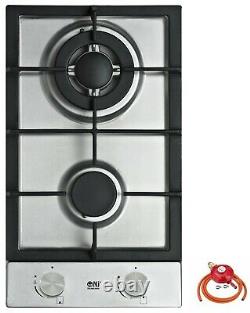 Built In 2 Burner Gas Hob Double Stainless Steel Cooktop FFD NG Kit Domino-302S