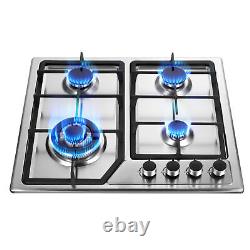 Built-in Gas Hob, 60cm, 4 Burner and Cast Iron Pan Supports Stainless Steel