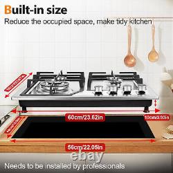 Built-in Gas Hob, 60cm, 4 Burner and Cast Iron Pan Supports Stainless Steel