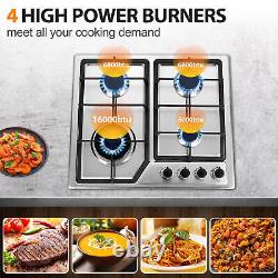 Built-in Gas Hob, 60cm, 4 Burner and Cast Iron Pan Supports Stainless Steel