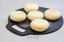 Cast Iron Baking Stone Tray Non Stick for Oven or Hob for Pizza, Bread, Pancake