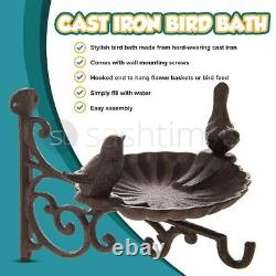 Cast Iron Bird Bath Feeder Garden Decor Wall Mounted Bracket Birdbath Seed Tray