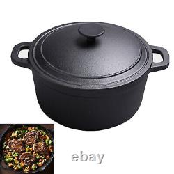 Cast Iron Casserole Dish Black Pre-Seasoned Ovenproof Pot & Lid 3L Pan