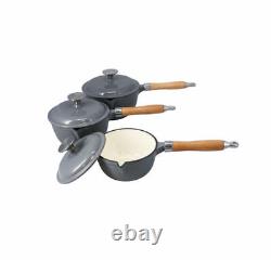 Cast Iron Cookware Set of 8 With Enamel Coating Hob & Oven Safe Grey