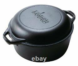 Cast Iron Double Dutch Oven, 5-Quart Kitchen Dining Cookware Dutch Ovens F/S NEW