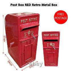 Cast Iron ER Royal Mail Post Box Postal Box Red British Mailbox