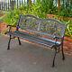 Cast Iron Garden Bench Flower 2 Seater Porch Patio Park Chair Seat Outdoor Relax
