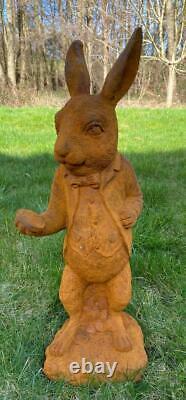 Cast Iron Garden Sculpture The White Rabbit from Alice in Wonderland 50cm