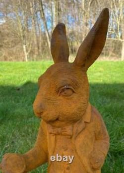 Cast Iron Garden Sculpture The White Rabbit from Alice in Wonderland 50cm