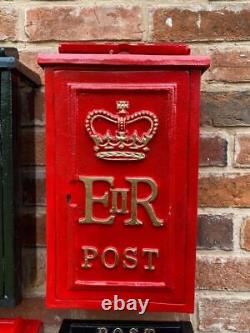 Cast Iron Royal Mail Wall Postbox Letter Box Choice of ER GR VR Red or Black
