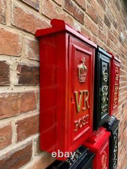 Cast Iron Royal Mail Wall Postbox Letter Box Choice of ER GR VR Red or Black