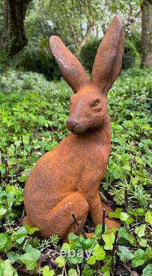 Cast Iron Seated Rabbit Outdoor Garden Statue Ornament 40cm High