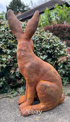 Cast Iron Seated Rabbit Outdoor Garden Statue Ornament 40cm High