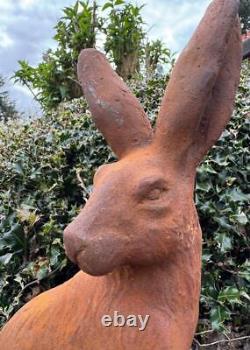 Cast Iron Seated Rabbit Outdoor Garden Statue Ornament 40cm High