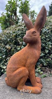 Cast Iron Seated Rabbit Outdoor Garden Statue Ornament 40cm High