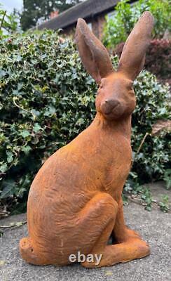 Cast Iron Seated Rabbit Outdoor Garden Statue Ornament 40cm High