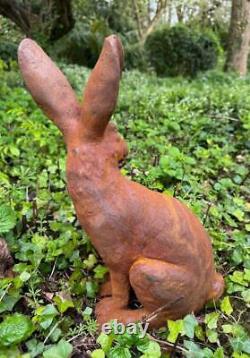 Cast Iron Seated Rabbit Outdoor Garden Statue Ornament 40cm High