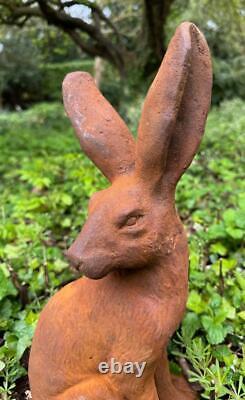 Cast Iron Seated Rabbit Outdoor Garden Statue Ornament 40cm High