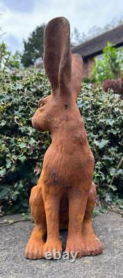 Cast Iron Seated Rabbit Outdoor Garden Statue Ornament 40cm High