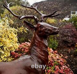 Cast Iron Stag Statue Majestic Rust Facing Right/Garden Feature/Animal Sculpture