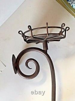 Cast Iron Swirl Design Large 3-Wick Pillar Wall Sconce-One Of A Kind-NEW