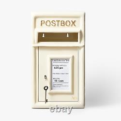Classic Ivory Cast Iron Post Box Lockable Letterbox Rustproof Optional Mount