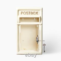 Classic Ivory Cast Iron Post Box Lockable Letterbox Rustproof Optional Mount