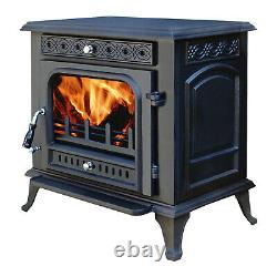 Clean Burn Log Burner Stove Multifuel Cast Iron Wood Burning Fireplace 13KW