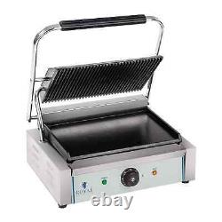 Commercial Stainless Steel Panini Sandwich Contact Cast Iron Grill Ribbed Press