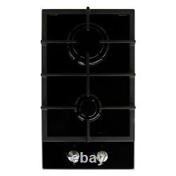 Cookology GGH306BK 30cm 2 Burner Gas on Glass Hob with Cast Iron Pan Supports