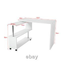 Corner Computer Desk L-shaped 360° Rotatable PC Table Workstation Home Office