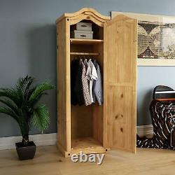 Corona 1 Door Wardrobe Mexican Solid Pine Wood Clothes Storage Bedroom Furniture