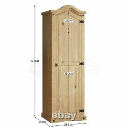 Corona 1 Door Wardrobe Solid Pine Wood Mexican Bedroom Furniture Storage Arc Top