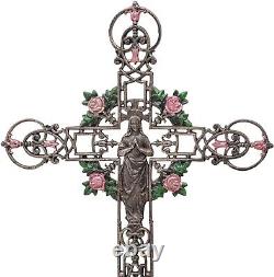 Cross Crucifix Antique Style Iron Decoration Standing Church Altar